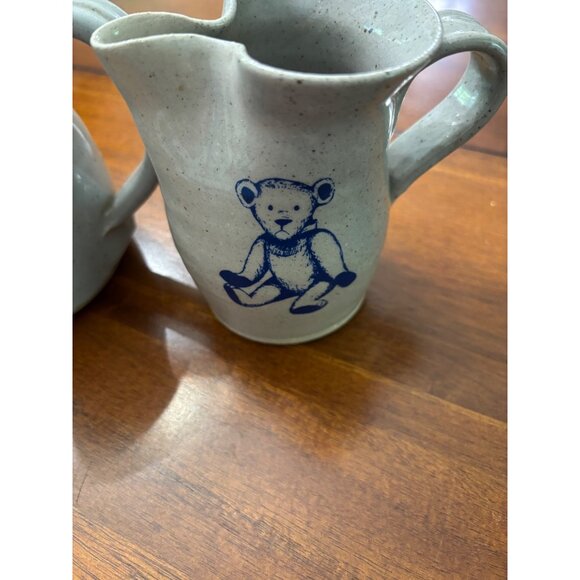 Vtg Bastine Stoneware‎ Teddy Bear Pitcher Creamer & Bowl Set 4 Pc - Picture 7 of 11